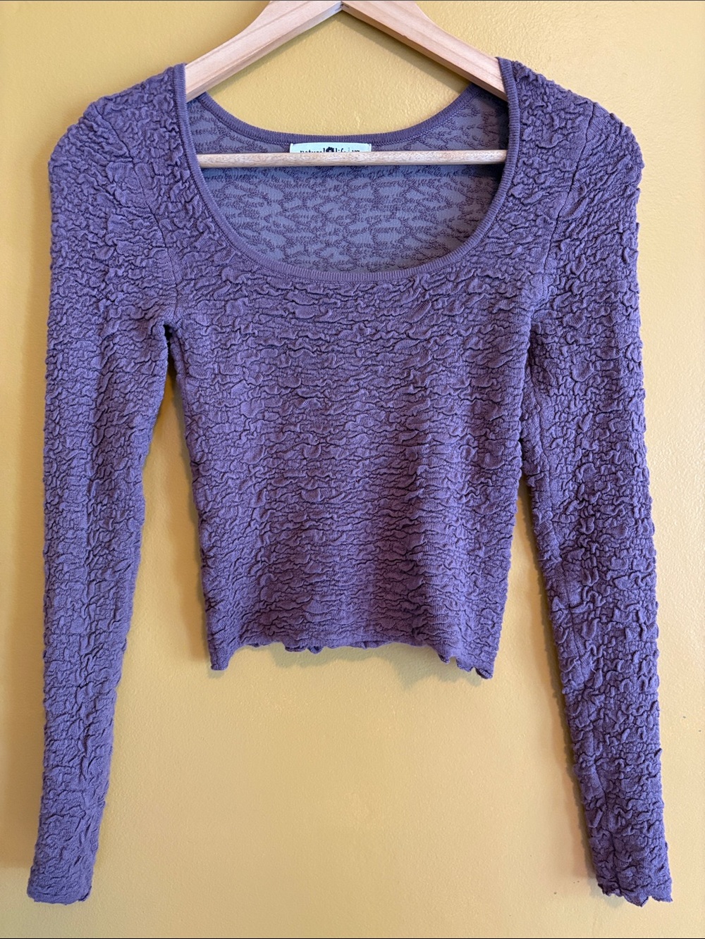 Natural Life Women’s Textured Scoop-Neck Long Sleeve Top - Purple